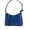 Mini Shoulder Bag - Atlantic Blue Croc Detail<Galway Crystal Hot