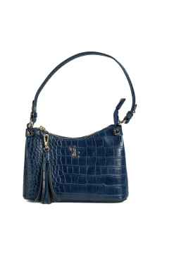 Mini Shoulder Bag - Navy Croc Detail<Galway Crystal Discount