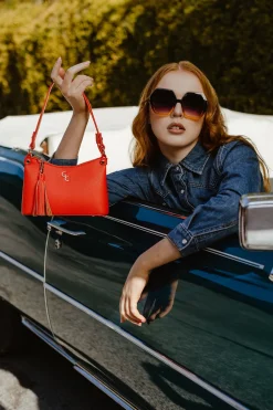 Mini Shoulder Bag Vermilion<Galway Crystal Hot