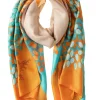 Orange & Turquoise Polyester Scarf<Galway Crystal Clearance