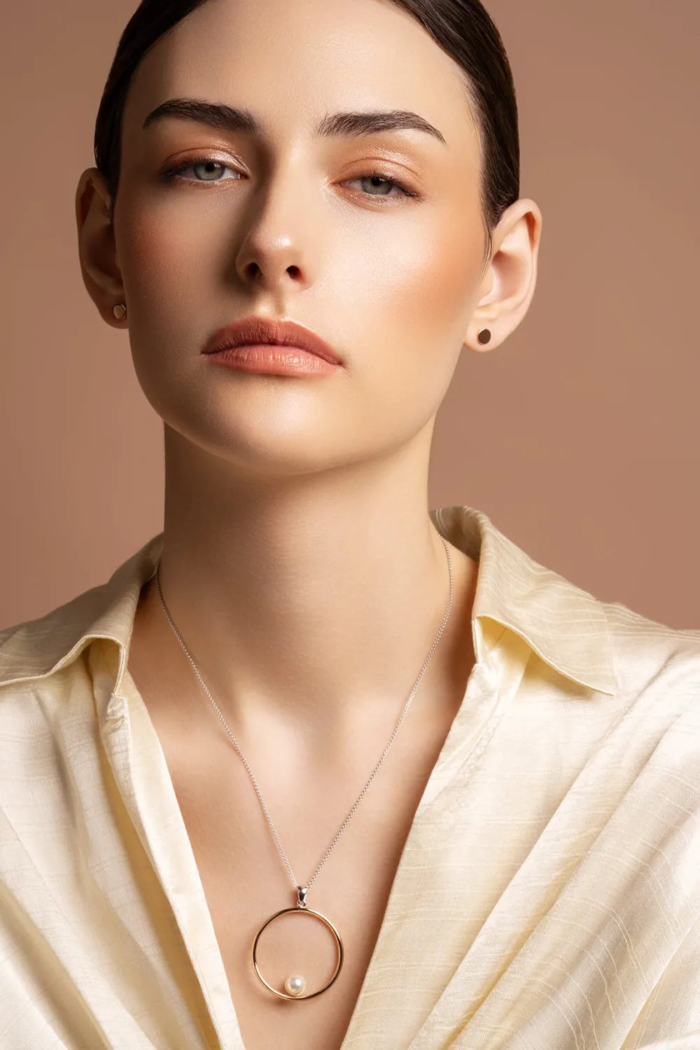 Pearl Hoop Sterling Silver & Rose Gold Pendant<Galway Crystal New