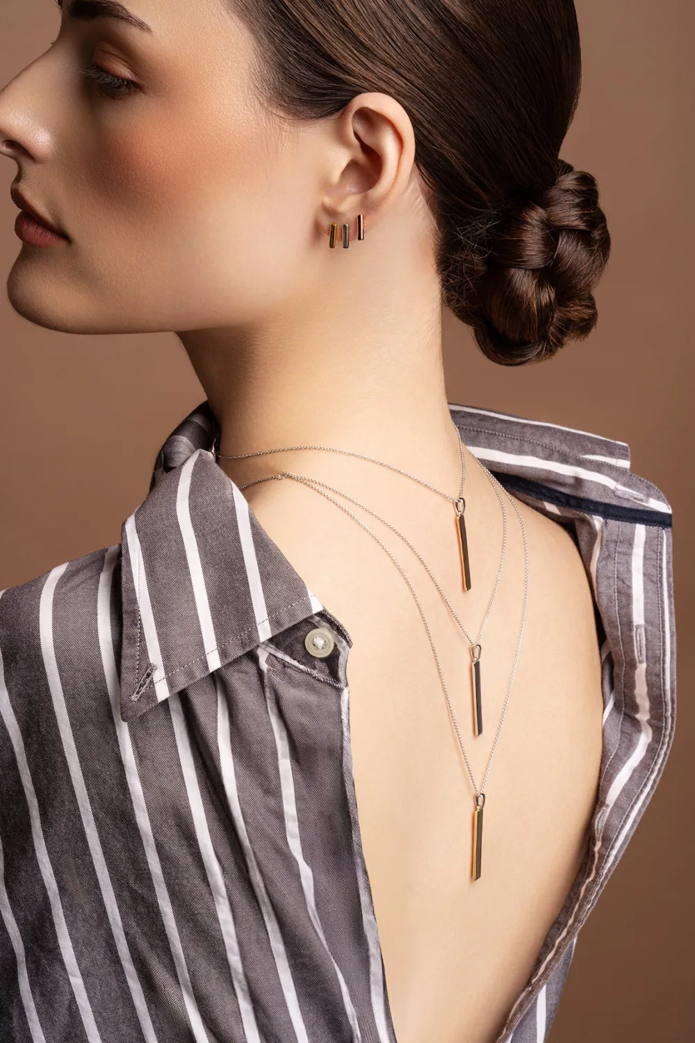Plain Bar Sterling Silver & Gold Pendant<Galway Crystal Online