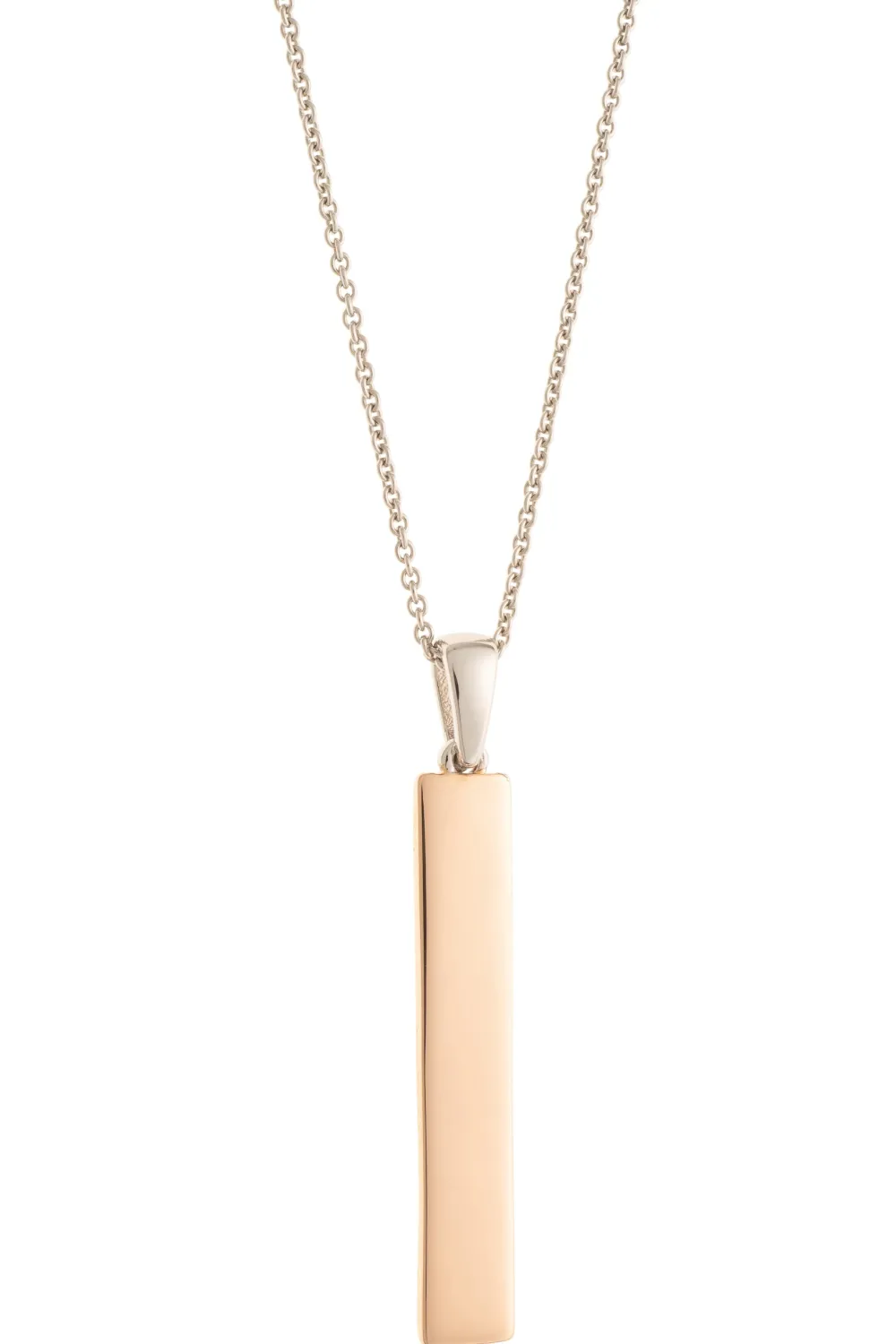 Plain Bar Sterling Silver & Rose Gold Pendant<Galway Crystal Best