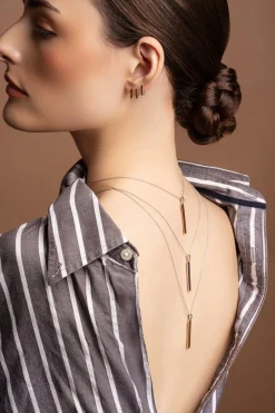 Plain Bar Sterling Silver & Rose Gold Pendant<Galway Crystal Best