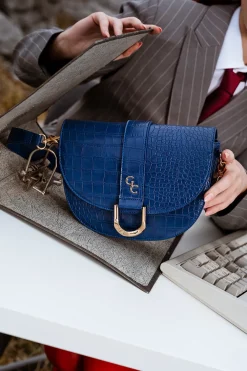 Saddle Bag - Atlantic Blue Croc Detail<Galway Crystal Discount