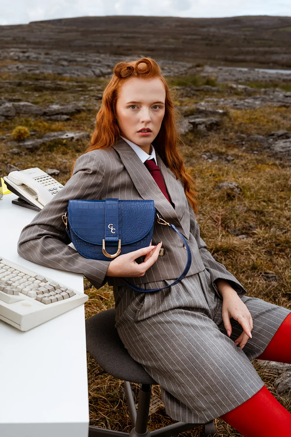Saddle Bag - Atlantic Blue Croc Detail<Galway Crystal Discount