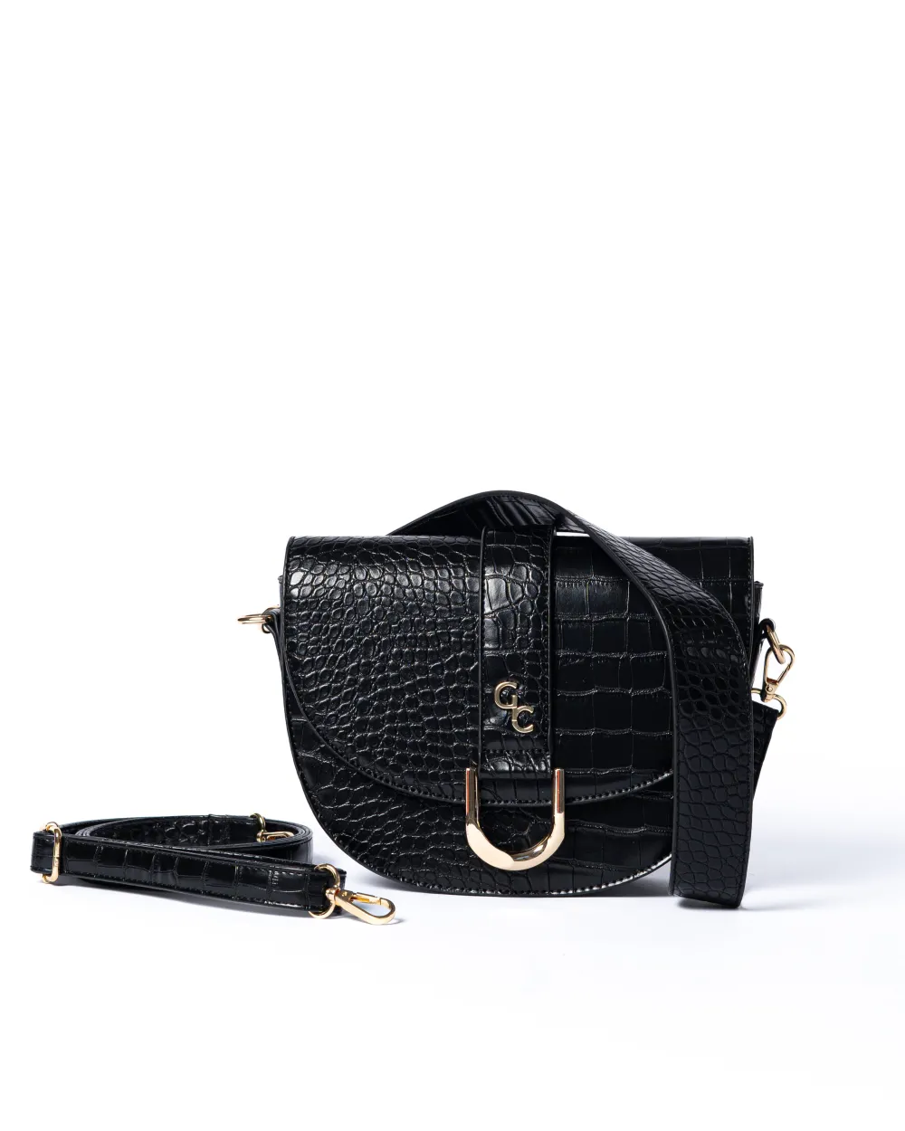 Saddle Bag Black Croc Detail<Galway Crystal New