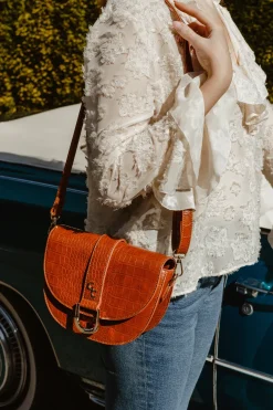 Saddle Bag Tan Croc Detail<Galway Crystal Hot