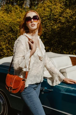 Saddle Bag Tan Croc Detail<Galway Crystal Hot