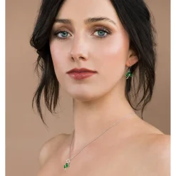 Shamrock Green Crystal Sterling Silver Pendant<Galway Crystal Clearance