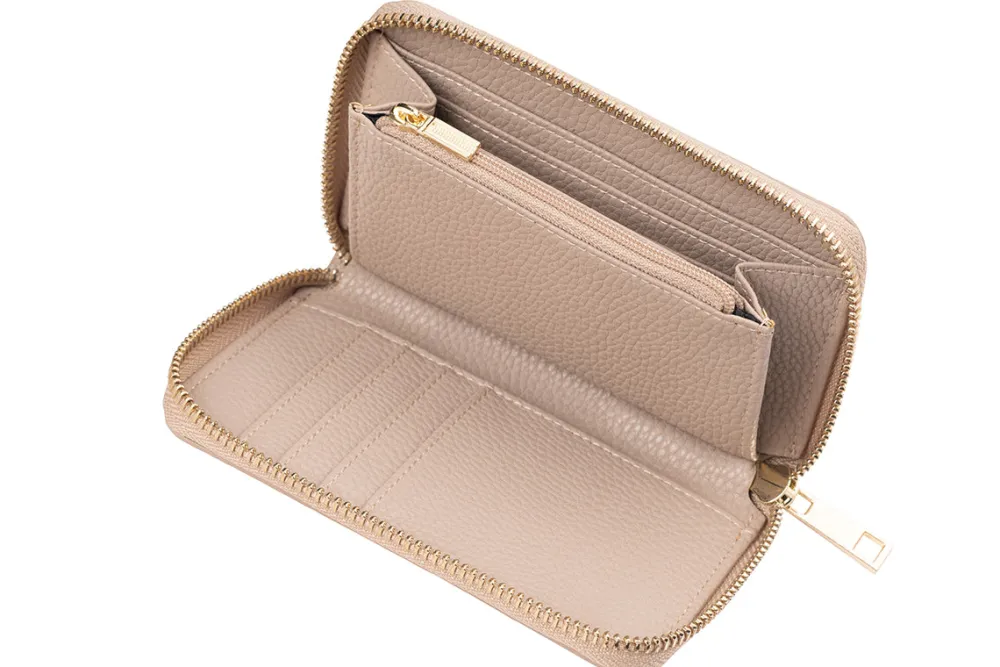 Taupe Ladies Zip Wallet<Galway Crystal
