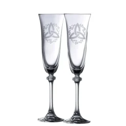 Trinity Knot Shamrock Liberty Flute Glass Pair<Galway Crystal New