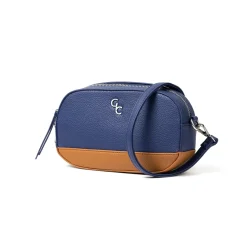 Two Tone Cross Body Bag - Navy & Tan<Galway Crystal