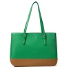 Two Tone Large Tote - Green & Tan<Galway Crystal