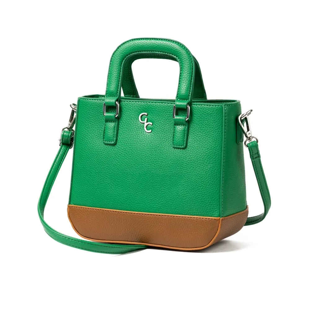 Two Tone Shoulder Bag - Green & Tan<Galway Crystal Clearance