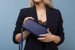 Women's Leather Wallet in Navy<Galway Crystal