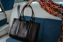 XL Tote Black Croc Detail<Galway Crystal Hot